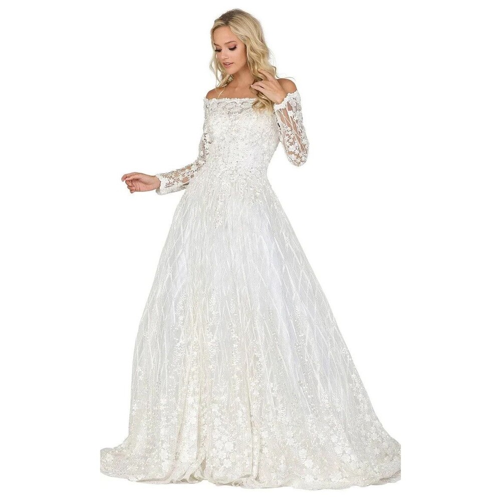 Dancing Queen Bridal #0116 Lace Applique Ballgown Wedding Gown Lace-Up Back SzXS